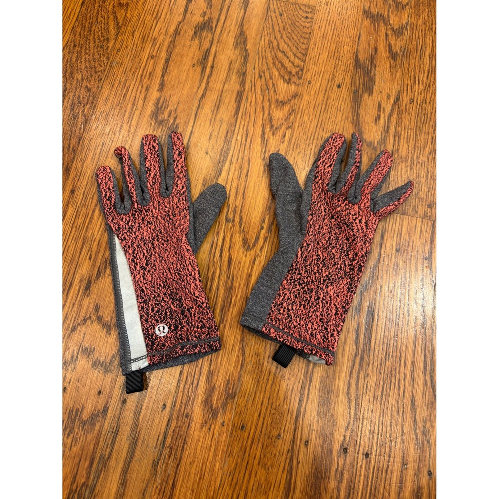 Lululemon Running Gloves Coral Gray Space Dye Reflective Women's